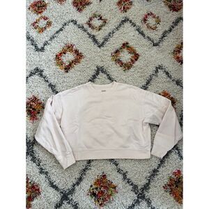 Girlfriend Collective 50/50 Cropped Sweatshirt in Offwhite- Size small